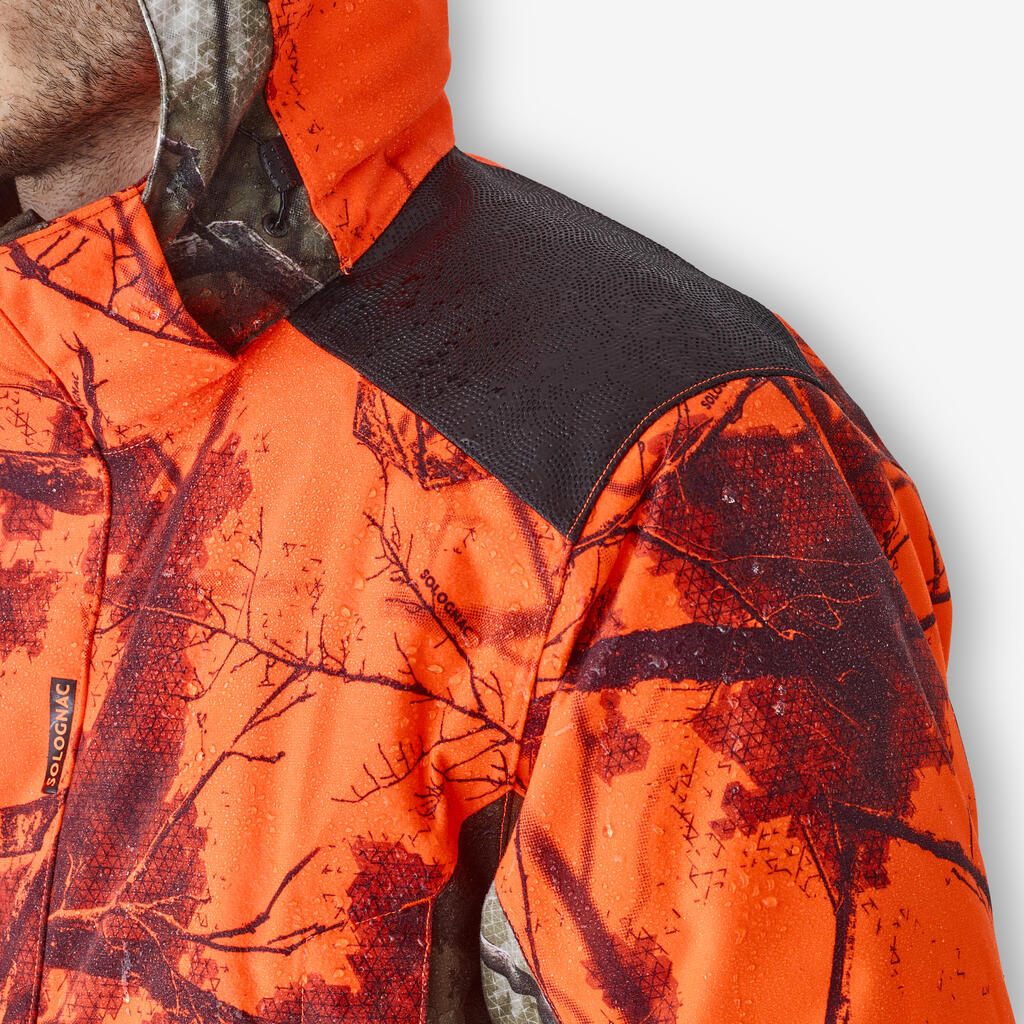 DRIVE HUNTING JACKET WARM AND WATERPROOF 500 3-IN-1 TREEMETIC NEON